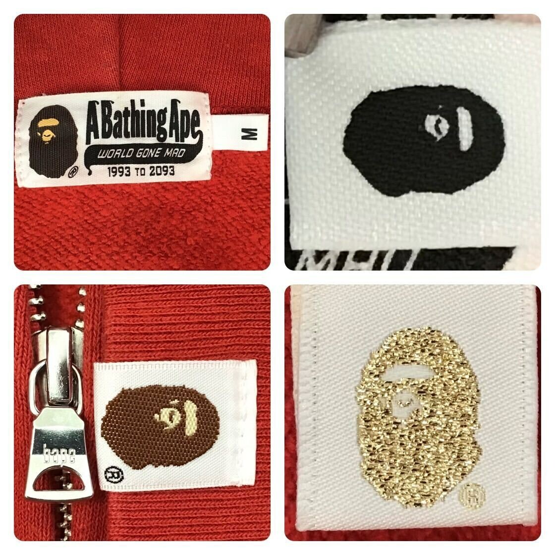 BAPE Red x Red camo shark full zip hoodie A Bathing Ape Size M | eBay
