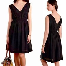 $148 Anthropologie Drapey Dress Fit + Flare 4 Small Medium Adjustable Side Ties