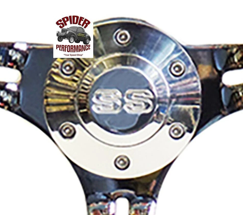 1964-65 Malibu Chevelle EL Camino SS wood steering wheel 14" DARK MAHOGANY WOOD - Image 3 of 4