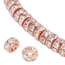 PH PandaHall Rondelle Spacer Beads, 8mm 50pcs Crystal Rhinestone Round Beads ...