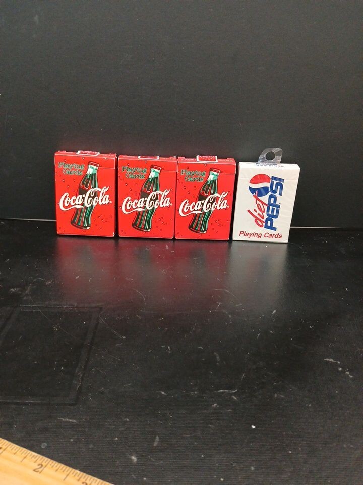 Vintage Coca-Cola & Pepsi Playing Cards - 3 Packs Coca-Cola & 1