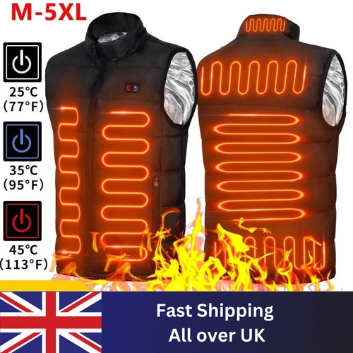 Electric Heated Vest Warm Gilet Winter USB Jacket Men Women Heating Coat Thermal
