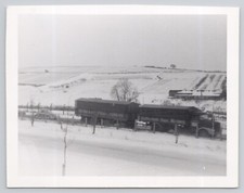 Vintage Photo Snowy Road Semi Truck VW Bug Volkswagen c1940s
