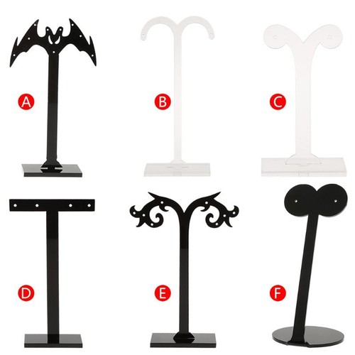 3x Transparent Black Acrylic Earrings Stand Holder T-shape Ear Display Rack