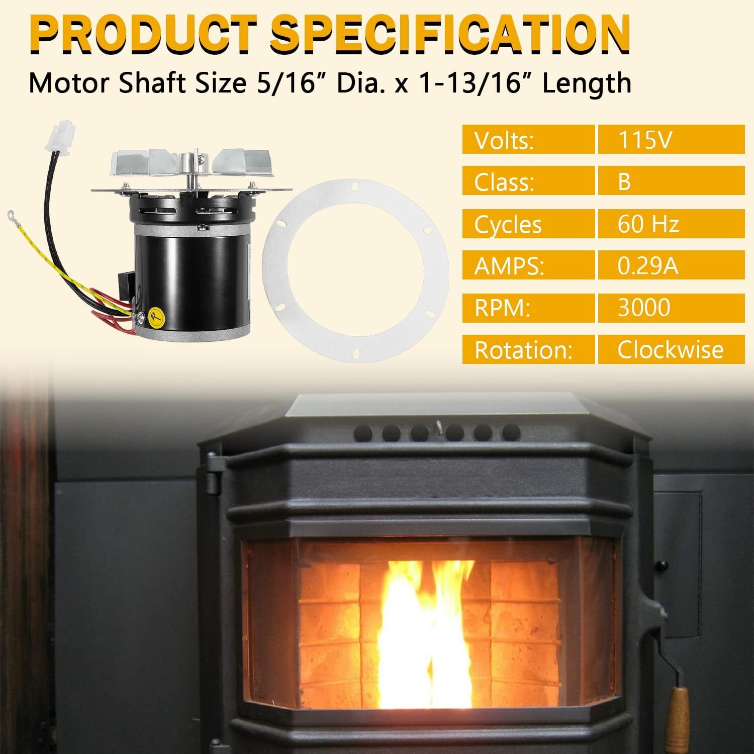 Pellet Stove Combustion Exhaust Blower Motor for Whitfield Advantage 12056010 