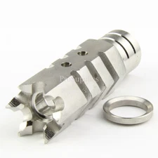 Stainless Steel Shark Muzzle Brake 5/8" x 24 Thread .308 308 /w Crush Washer