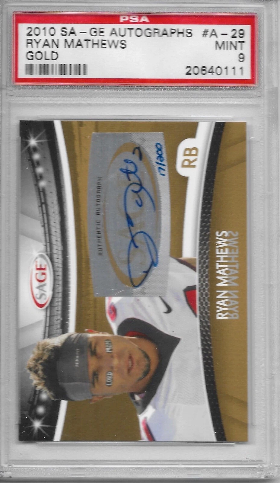 Ryan Mathews SA-GE Autographs #A29 Gold