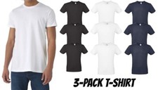 UK 3 Pack Mens T Shirts 100% Cotton Plain Top Short Sleeve High Quality Tee New