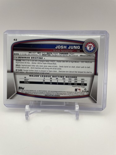 Josh Jung 2023 Topps Bowman Rookie Card #43 - Picture 2 of 2