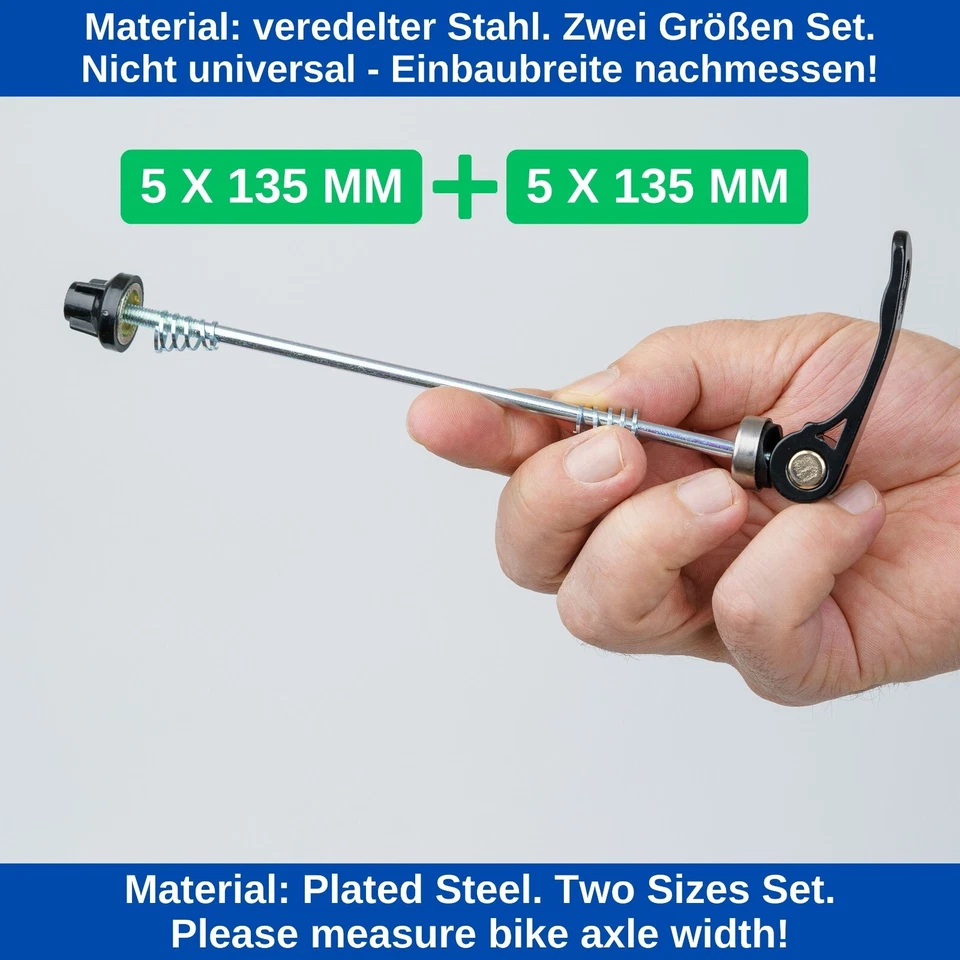 Schnellspanner Set 5x100 5x135 Fahrrad Schnellverschluss Steckachse hinten vorne - Bild 3 von 4