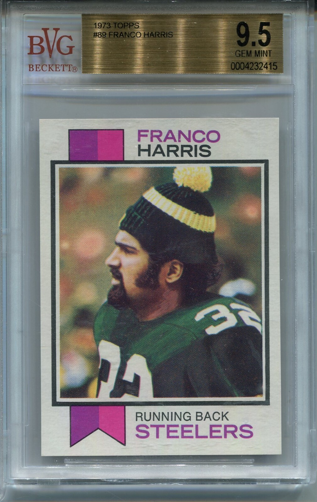 1973 Topps Franco Harris Rookie Card Graded BVG 9.5 Gem Mint Football #89