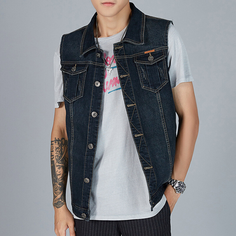 Men Vest Waistcoat Denim Vest Men's Jacket Jeans Jacket Men Vest Summer
