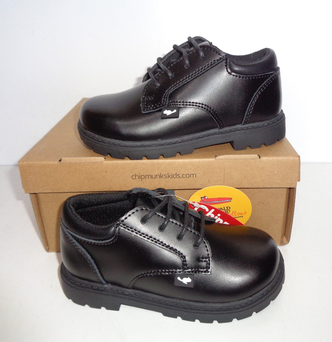 Chipmunks Boys Leather Infants Smart Black Formal School Shoes RRP