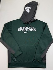 Nike Michigan State Spartans Hoodie Mens Medium Green Gray Therma-Fit NCAA Logo