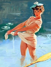  1967 Pin-Up Gil Elvgren Upsetting High Quality Metal Magnet 3 x 4 inches 9508
