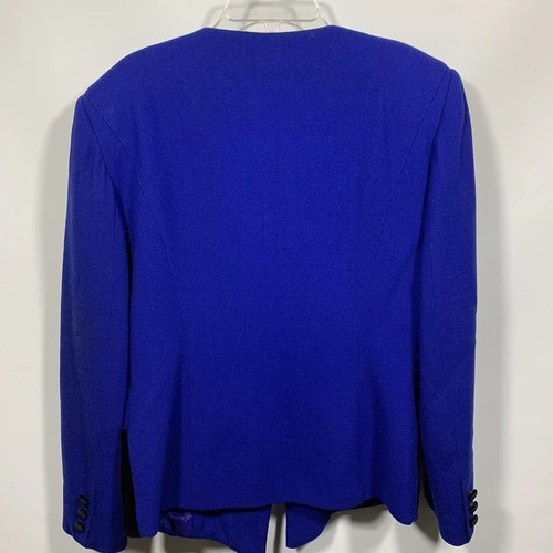Lillie Rubin Womans Wool Button Blazer Jacket Size 6 Blue & Black With Pockets - Picture 7 of 8