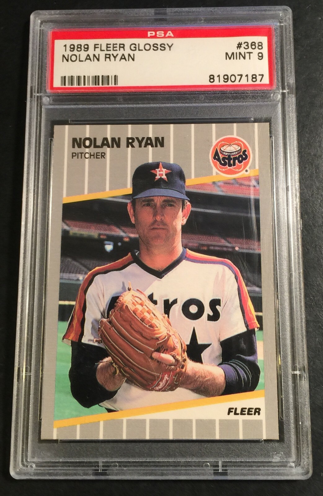 1989 NOLAN RYAN FLEER GLOSSY #368 PSA 9 ASTROS HOF CENTERED