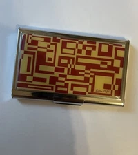 Retro 1950s Geometrica Business  Silver Credit Card Holder I.D. Case