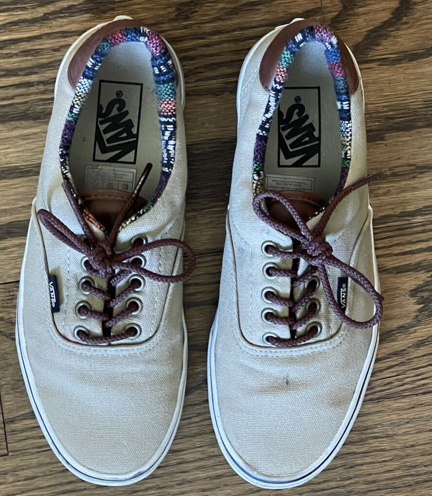 Vans Era Skate Shoes Unisex M W Beige Canvas Lace Low Top Sneakers  TB4R