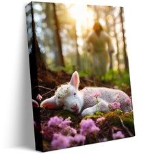 Jesus and Lamb Canvas Wall Art Jesus Runs for the Lost Sheep Home Decor