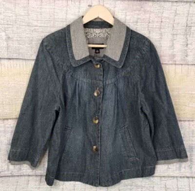 90' Sonoma Life+Styles Womens Baby Doll Jean Jacket Front Button Pockets  Size XL