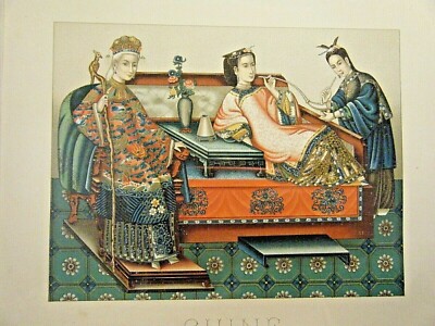 Framed Albert Racinet 1808 Orig.19th C. Antique Chine China Litho Print Leaf 