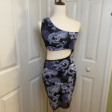 NEW! Fashion Nova “Surrounded” Dragon Print Cut Out Mini Dress Women’s Size L