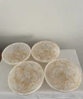Vintage Hazel Atlas Butterscotch Drizzle Floss Milk Glass Set of 4 Salad Bowls
