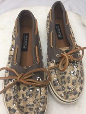 CUTE Leopard Print Sherry Too Sliders W/Sequins EUC girls Sz 4 Bahama Skimmer