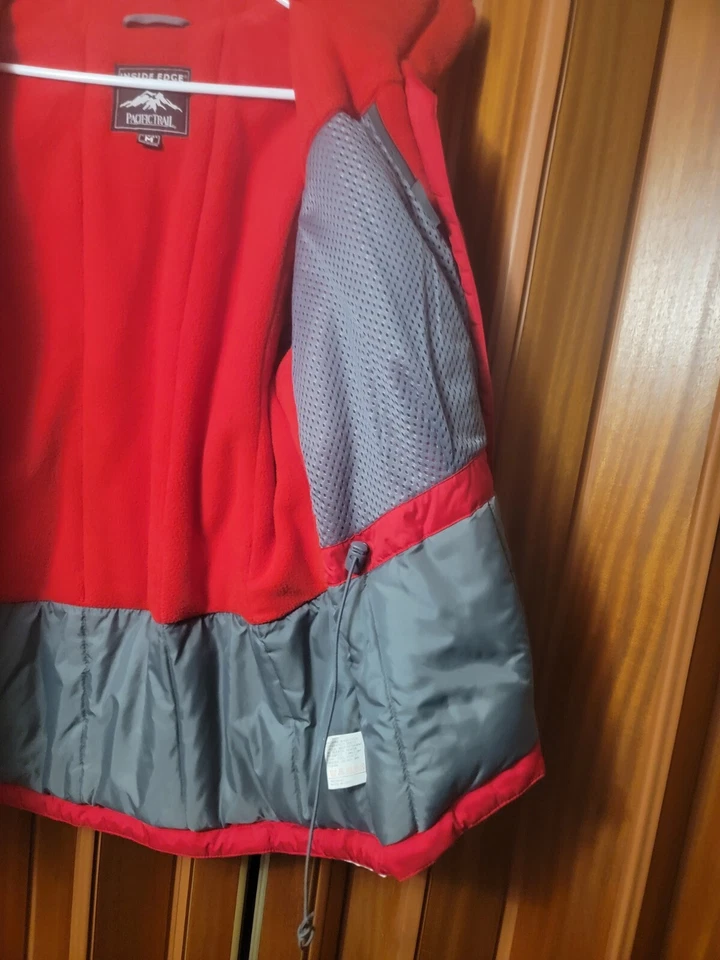 Chaqueta de esquí Inside Edge/Pacific Trail- roja/blanca forrada de lana con capucha para mujer -M- Foto 4 de 4