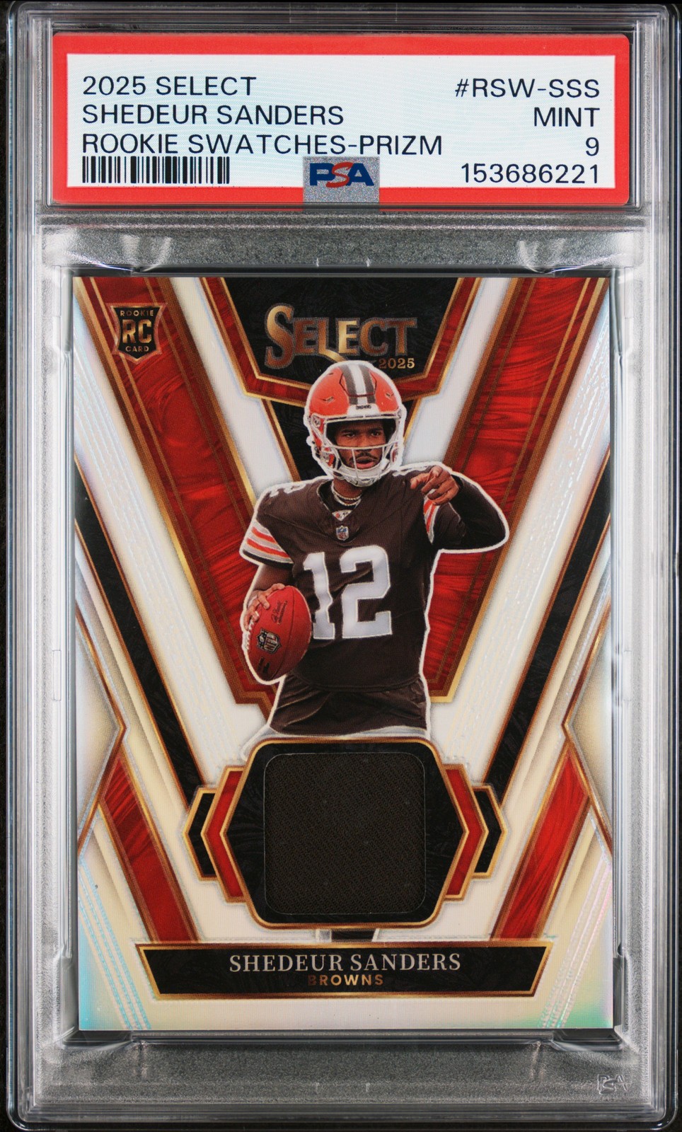 2025 PANINI SELECT ROOKIE SWATCHES PRIZM #RSW-SSS SHEDEUR SANDERS 120/125 PSA 9