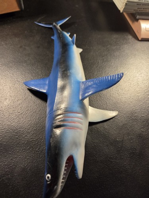 #ad Vintage Large Rubber Shark Water Bath Toy Blue White $30.00