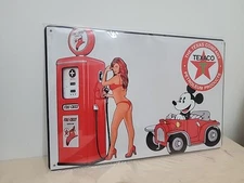 Texaco Gas Oil Sign, Station, Garage, Auto Shop, Retro Vintage Metal Tin Sign 