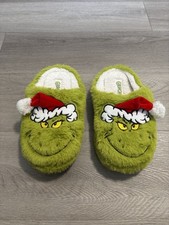 Grinch Christmas Faux Fur Slip-On Slippers / Size 7-8
