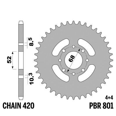 Kawasaki AE 80 1981-1989 Krone PBR Schritt 420 43 Zähne Eisen