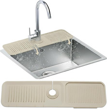 24 Inch Longer Faucet Mat for Kitchen Sink 5 Slope Fast Self-Draining Sink