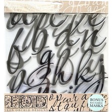 Iron Orchid Designs SWOOSH Decor Stamp Set 2 Sheets Large Cursive Script IOD New