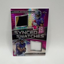 2018 Panini Spectra Synched Swatches Neon Pink Lamar Jackson/Jaleel Scott #6 /15