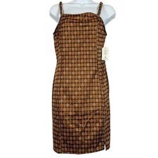Hippie Rose Brown Geo Floral Mini Dress Ruched Straps Cutout Back HS2K51269 L