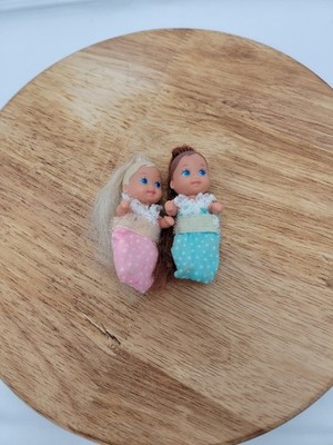 Vintage 1973 Barbie Baby Krissy Dolls Blonde And Red Hair Blue/Pink Outfits