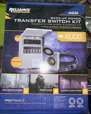 Reliance Controls 306LRK Pro/Tran 2 30-Amp 6-Circuit Manual Transfer Switch Kit