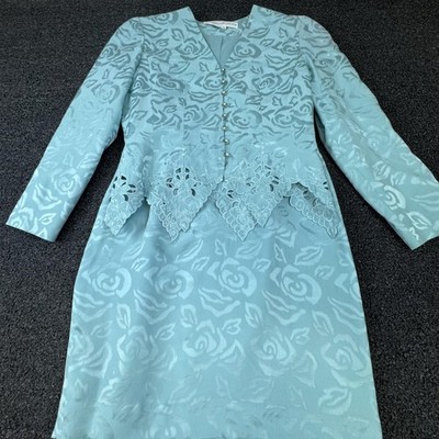 ゆみ1 Anne Crimmins For UMI Collections Dress Womens 8 Blue Silk Jacket