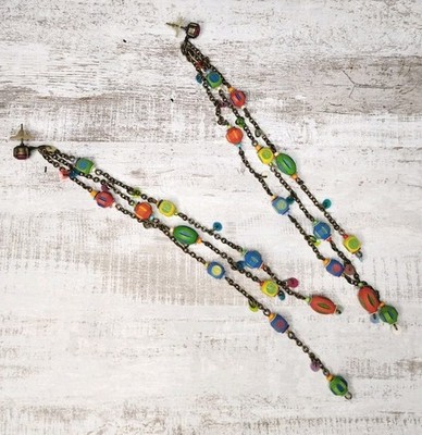 Konplott XXL Ohrringe African Thrill 21 cm Metall Messing Boho Vtg Hippie Ibiza