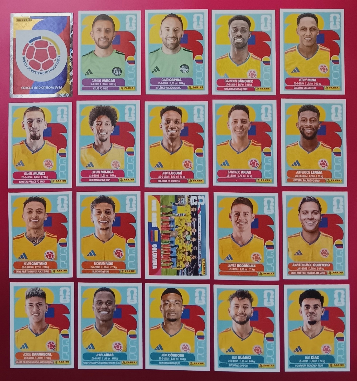 COLOMBIA Stickers FULL Team 2026 PANINI WORLD CUP USA EDITION 20 stickers