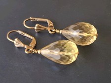 Art Déco Ohrringe Lemon Citrin Facettiert  Gold- Doublé 