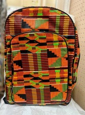 Padded African Kente Backpack with multi pockets, inside lining  Padded Straps