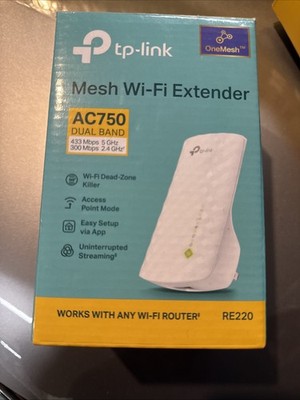 TP Link Mesh Wifi Extender AC750 Dual Band Wi-Fi Range Extender RE220 New