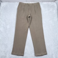 Vintage Chaps Ralph Lauren Pleated Wool Trousers Mens 34x31 Tan Dress Pants