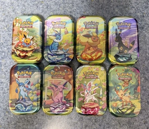 Pokemon TCG Scarlet & Violet - Prismatic X8 Mini Tins Full Art Set ✅SEALED✅
