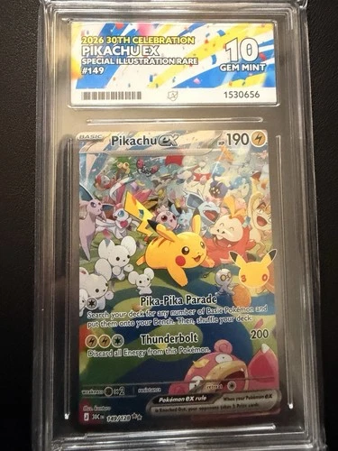ACE Grading 10 Pikachu ex 149/128 2026 30th Celebration SIR Holo Eng
